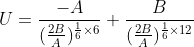 U = \frac{-A}{(\frac{2B}{A})^{\frac{1}{6} \times 6 }} +\frac{B}{(\frac{2B}{A})^{\frac{1}{6} \times 12}}