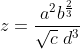 z=\frac{a^{2}b^{\frac{2}{3}}}{\sqrt{c}\; d^{3}}
