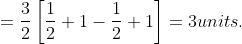 =\frac{3}{2}\left [ \frac{1}{2}+1-\frac{1}{2}+1 \right ] =3units.
