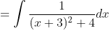 =\int \frac{1}{(x+3)^{2}+4} d x