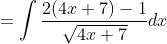 =\int \frac{2(4 x+7)-1}{\sqrt{4 x+7}} d x