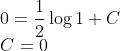 \\ 0=\frac{1}{2} \log 1+C \\ C=0