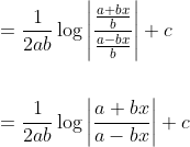 \begin{aligned} &= \frac{1}{2 a b} \log \left|\frac{\frac{a+b x}{b}}{\frac{a-b x}{b}}\right|+c \\\\ &= \frac{1}{2 a b} \log \left|\frac{a+b x}{a-b x}\right|+c \end{aligned}