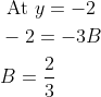 \begin{aligned} &\text { At } y=-2 \\ &-2=-3 B \\ &B=\frac{2}{3} \end{aligned}