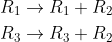 \begin{aligned} &R_{1} \rightarrow R_{1}+R_{2} \\ &R_{3} \rightarrow R_{3}+R_{2} \end{aligned}