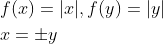 \begin{aligned} &f(x)=|x|, f(y)=|y| \\ &x=\pm y \end{aligned}