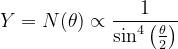 Y= N(\theta) \propto \frac{1}{\sin ^{4}\left(\frac{\theta}{2}\right)}