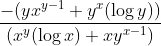 \frac{ -(yx^{y-1}+y^x(\log y))}{(x^y(\log x)+xy^{x-1})}