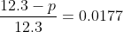 \frac{12.3 - p}{12.3} = 0.0177