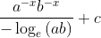 \frac{a^{-x}b^{-x}}{-\log_{e}\left ( ab \right )}+c