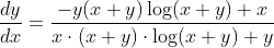 \frac{d y}{d x}=\frac{-y(x+y) \log (x+y)+x}{x \cdot(x+y) \cdot \log (x+y)+y}