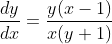 \frac{d y}{d x}=\frac{y(x-1)}{x(y+1)}