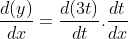 \frac{d(y)}{dx} = \frac{d(3t)}{dt}.\frac{dt}{dx}