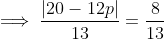 \implies \frac{\left | 20-12p \right |}{13} =\frac{8}{13}