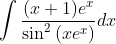 \int \frac{(x+1) e^{x}}{\sin ^{2}\left(x e^{x}\right)} d x