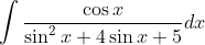 \int \frac{\cos x}{\sin ^{2} x+4 \sin x+5} d x