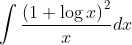 \int \frac{\left ( 1+\log x \right )^{2}}{x}dx