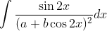 \int \frac{\sin 2 x}{(a+b \cos 2 x)^{2}} d x