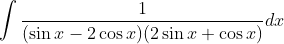 \int \frac{1}{(\sin x-2 \cos x)(2 \sin x+\cos x)} d x