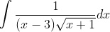 \int \frac{1}{(x-3) \sqrt{x+1}} d x