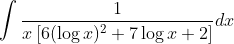 \int \frac{1}{x\left[6(\log x)^{2}+7 \log x+2\right]} d x