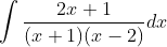 \int \frac{2 x+1}{(x+1)(x-2)} d x