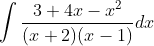 \int \frac{3+4 x-x^{2}}{(x+2)(x-1)} d x
