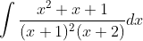 \int \frac{x^{2}+x+1}{(x+1)^{2}(x+2)} d x \\