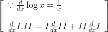 \left[\begin{array}{l} \because \frac{d}{d x} \log x=\frac{1}{x} \\\\ \frac{d}{d x} I . I I=I \frac{d}{d x} I I+I I \frac{d}{d x} I \end{array}\right]