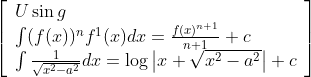 \left[\begin{array}{l} U \sin g \\ \int(f(x))^{n} f^{1}(x) d x=\frac{f(x)^{n+1}}{n+1}+c \\ \int \frac{1}{\sqrt{x^{2}-a^{2}}} d x=\log \left|x+\sqrt{x^{2}-a^{2}}\right|+c \end{array}\right]