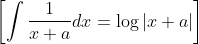 \left[\int \frac{1}{x+a} d x=\log |x+a|\right]