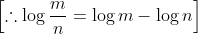 \left[\therefore \log \frac{m}{n}=\log m-\log n\right]