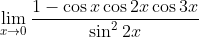\lim _{x \rightarrow 0} \frac{1-\cos x \cos 2 x \cos 3 x}{\sin ^2 2 x}