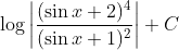 \log \left|\frac{(\sin x+2)^{4}}{(\sin x+1)^{2}}\right|+C