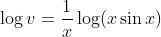 \log v=\frac{1}{x} \log (x \sin x)