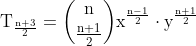 \mathrm{T_{\frac{n+3}{2}}=\binom{n}{\frac{n+1}{2}}x^{\frac{n-1}{2}}\cdot y^{\frac{n+1}{2}}}