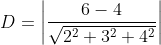 D= \left | \frac{6-4}{\sqrt{2^2+3^2+4^2}} \right |