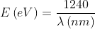 E\left ( eV \right )= \frac{1240}{\lambda\left ( nm \right )}