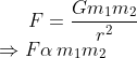 F=\frac{Gm_{1}m_{2}}{r^{2}}\\ \Rightarrow F \alpha \: m_{1}m_{2}