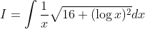 I=\int \frac{1}{x} \sqrt{16+(\log x)^{2}} d x