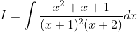 I=\int \frac{x^{2}+x+1}{(x+1)^{2}(x+2)} d x