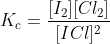 K_c = \frac{[I_2][Cl_2]}{[ICl]^2}