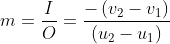 m=\frac{I}{O}=\frac{-\left(v_{2}-v_{1}\right)}{\left(u_{2}-u_{1}\right)}