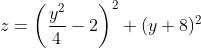 z=\left ( \frac{y^2}{4}-2 \right )^2+(y+8)^2